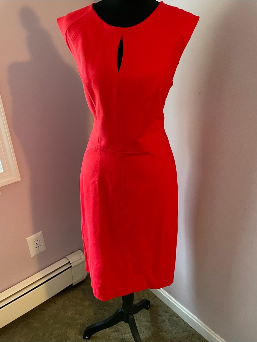 Red Sleeveless Sheath Dress with Front Keyhole